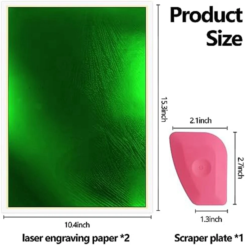 Laser Engraving Marking Color Paper,2PCS Green Marking Paper,15.3X10.4Inch Laser Engraving Paper For Fiber Laser Marking Durable