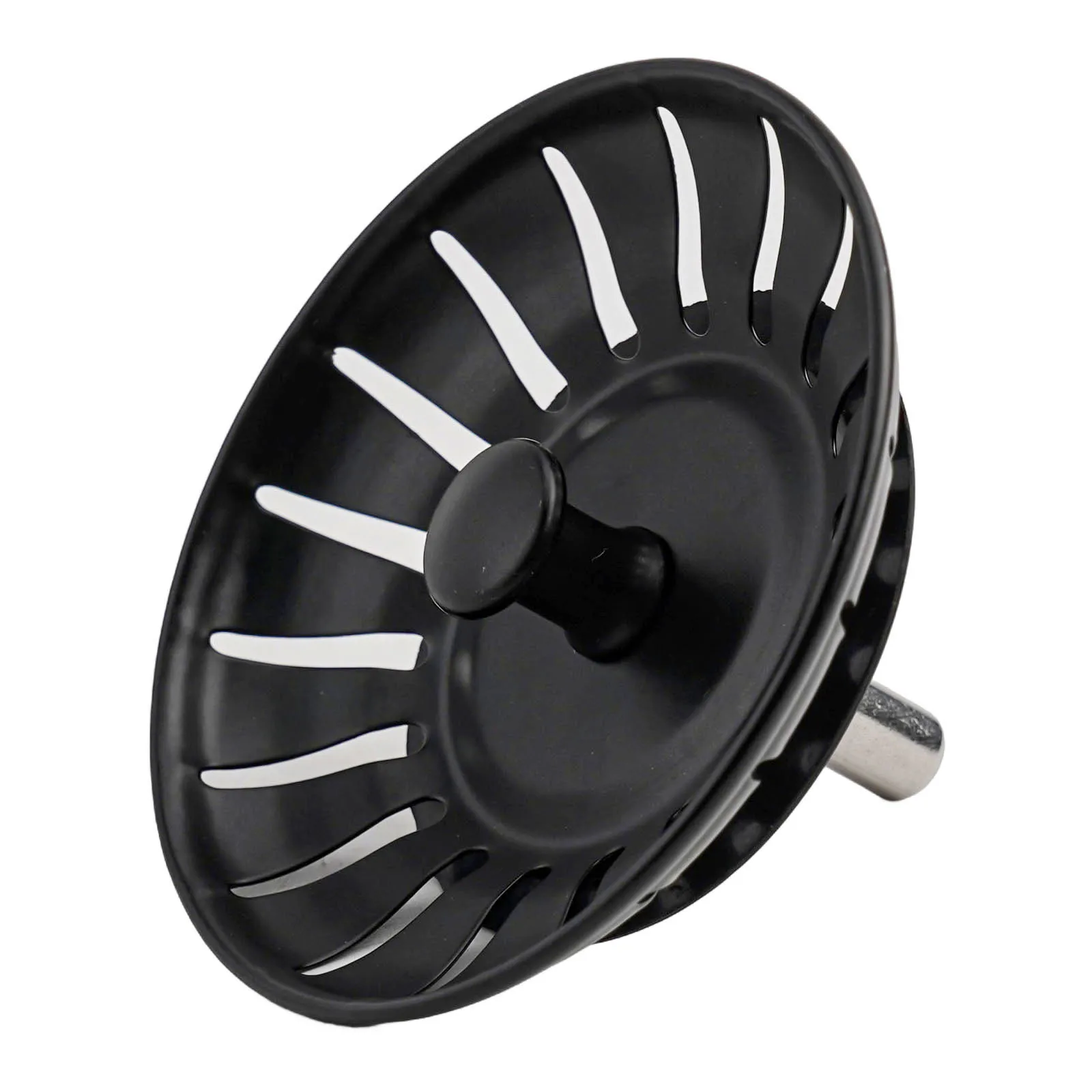 Stainless Steel Replacement Plug for Kitchen Sink Black Basin Strain Drainer Prevents Blockages and Easy to Use