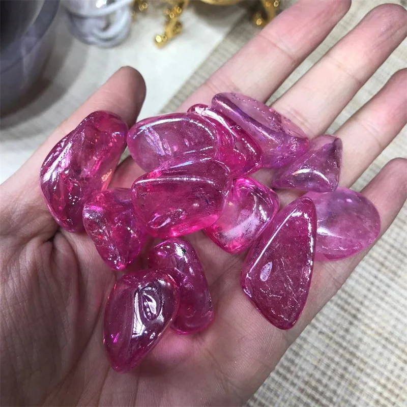 

Natural Gems Polished Quartz Crystal Healing Gemstones Aura Rose Red Tumbled Stones Reiki Decoraiton For Sale