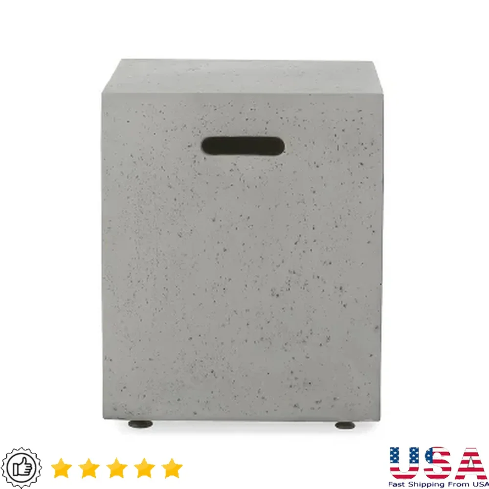 

Lightweight Concrete Square Tank Holder Side Table No Assembly Indoor Outdoor Use Modern Design Multi Functional Patio Accessory