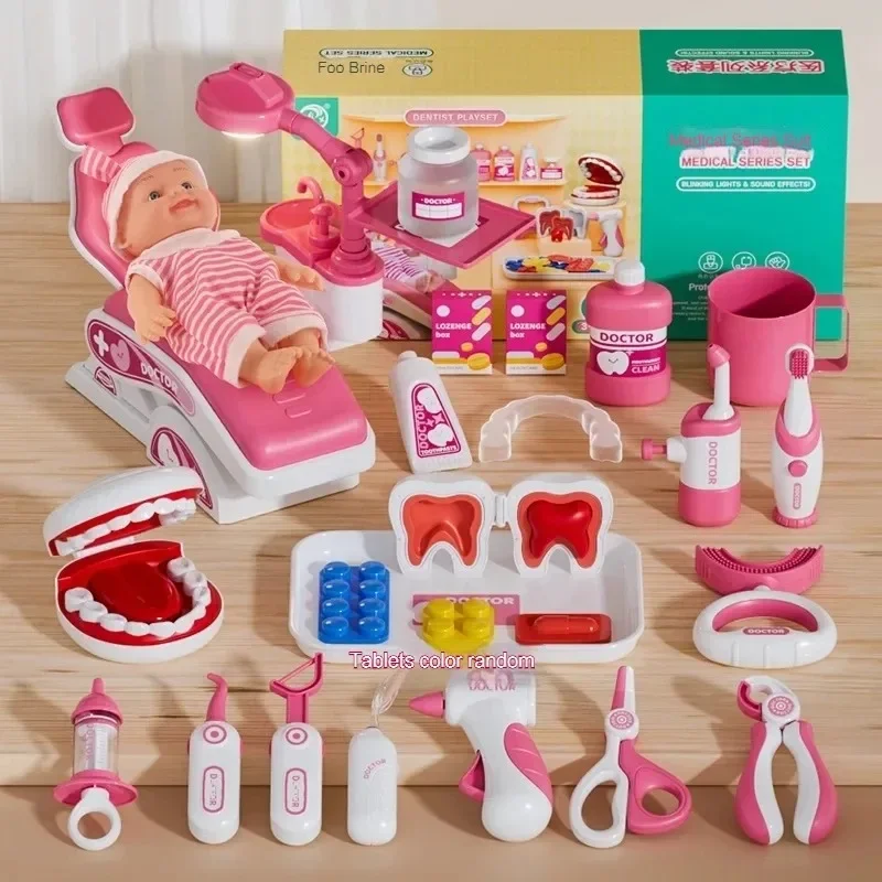 Ensemble de jouets de simulation de médecin pour enfants, jeu de scène, dentiste, outils d'infirmière, cadeaux de jouet d'établissement médical