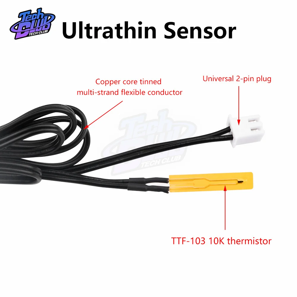 NTC Ultra-Thin Temperature Sensor Thin Film Thermistor Probe Cable 3950K Surface Temperature Measuring Head