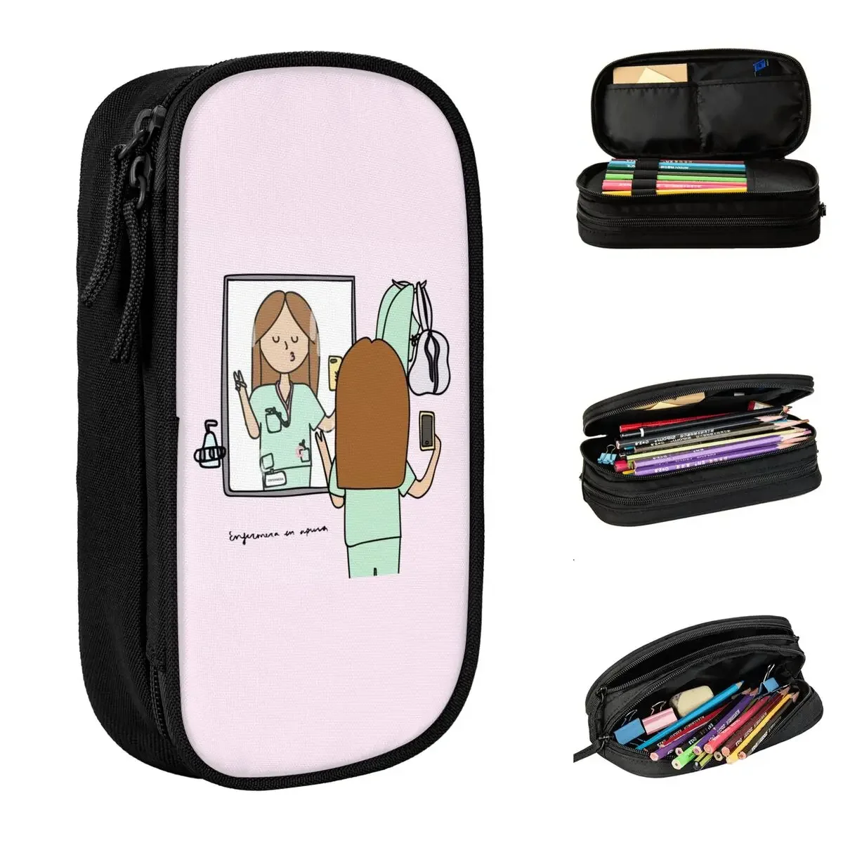 

Enfermera En Apuros Nurse Medical Pencil Cases Pencilcases Pen Holder Kids Big Capacity Bags Students School Gifts Stationery