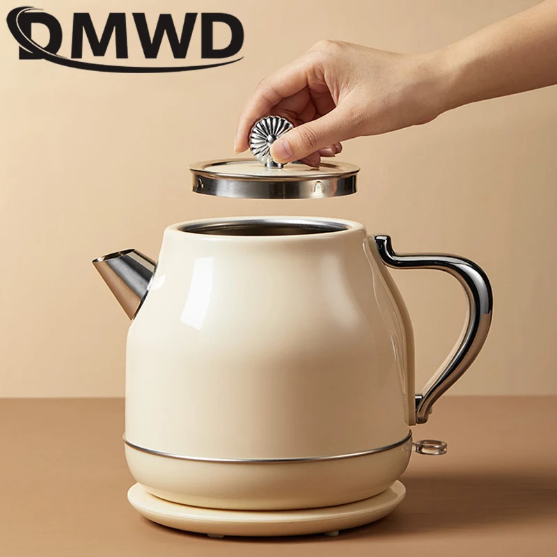 DMWD-Hervidor eléctrico de 1.5L para el hogar, máquina de calentamiento de agua Retro, tetera de acero inoxidable, cafetera, calentador de caldera