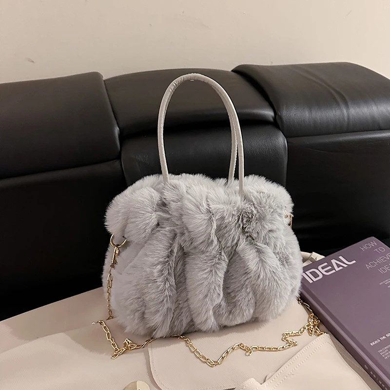 

Cotton Solid Color Zipper CHAINS Casual Tote 2025 Winter Soft Thicken Crossbody Bags Versatile Daily Leisure Casual Bags