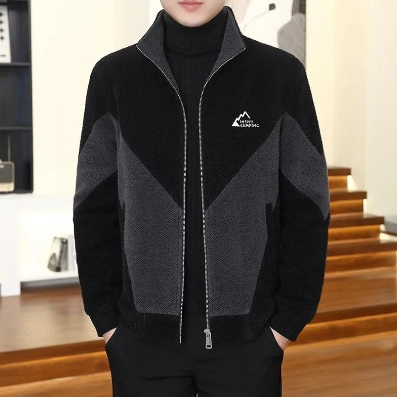 

Luxury Spring Autumn Bomber Jacket Patchwork Coat Men Clothing Trend Tops Zipper Outerwear Stand-up Collar Military Jackets New