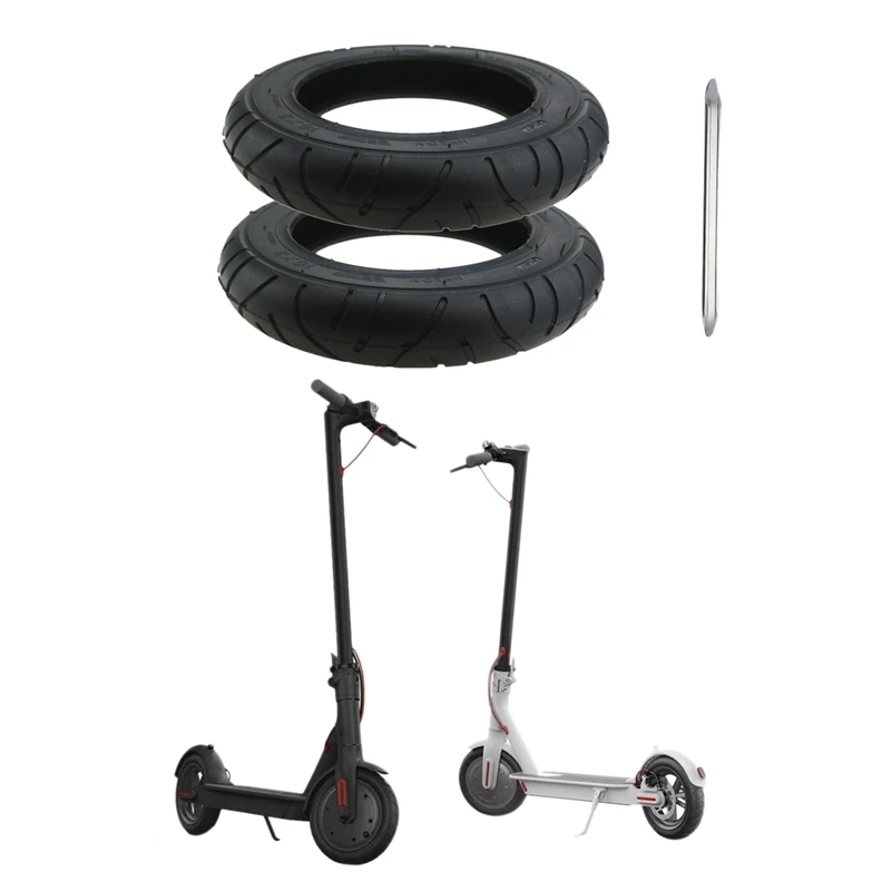 2Pcs For Xiaomi Mijia M365 10 Inch Electric Scooter Tire 10 X 2 Inflatable Solid Tire Wanda Tire With Crowbar