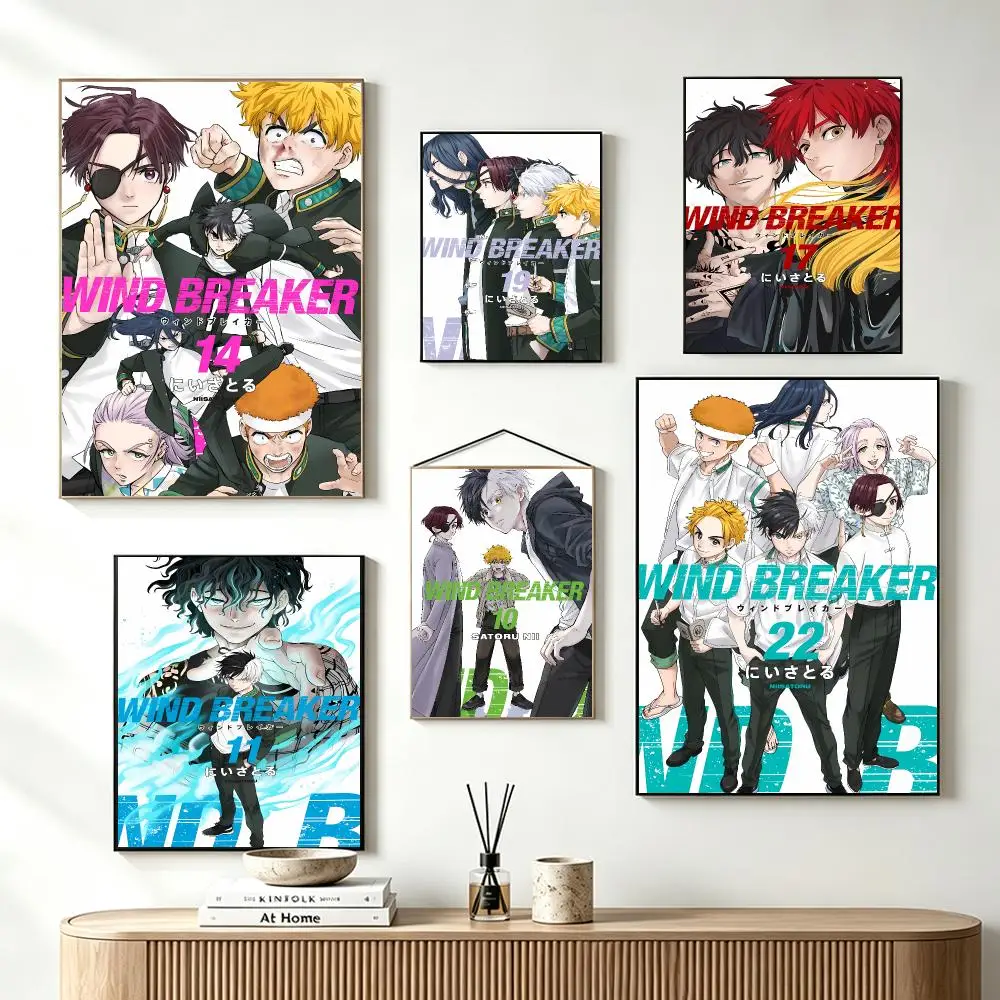 Dynamic Action Anime W-WIND BREAKER Poster Self-Adhesive Wall Art HD Print For Dorm Teen Room Decor Gift