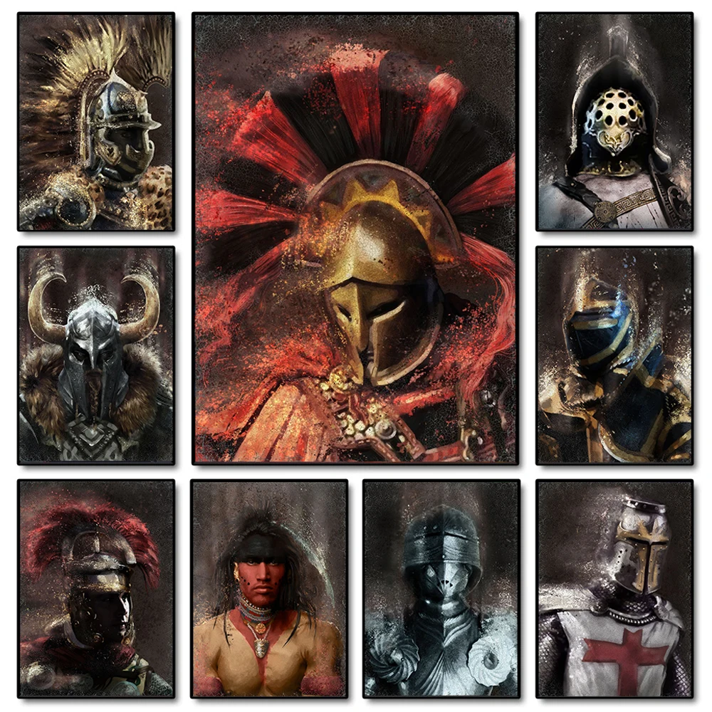 Abstract Legendary Warriors Ancient Spartan Knights Mythology Poster and Prints Wall Art Pictures Canvas Painting Home Decor