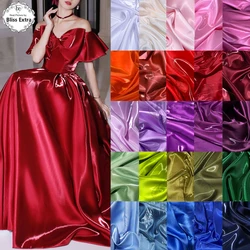 Luxury Glossy Liquid Satin Fabric Solid Color Crystal Watery Luster Satin Wedding Gift Clothing Designer DIY Sewing Fabrics