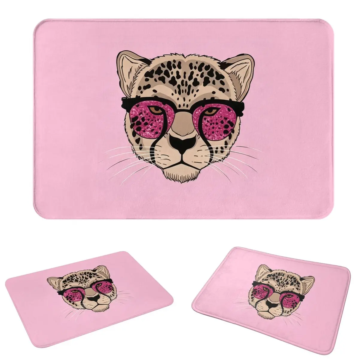 Pink And Leopard Print Doormat Absorbent Mat Carpet Rug Kitchen Entrance Home Floor Mat for Living room Footpad Mats