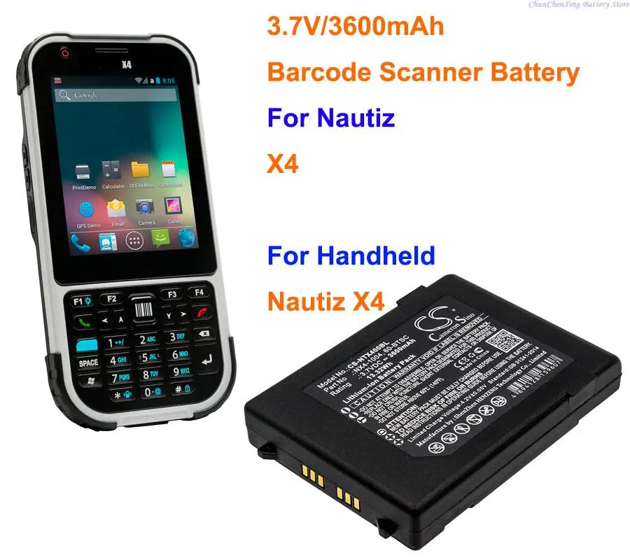 Replacement 3.7V 3600mAh Barcode Scanner Battery 60-BTSC NX4-1004 for HandHeld Nautiz X4