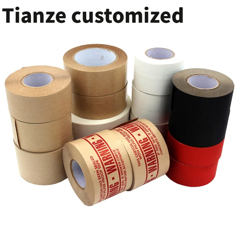 

10 pieces.custom.Custom Logo Printed Black Packing Activated Non-Reinforced Kraft Gummed Paper Tape