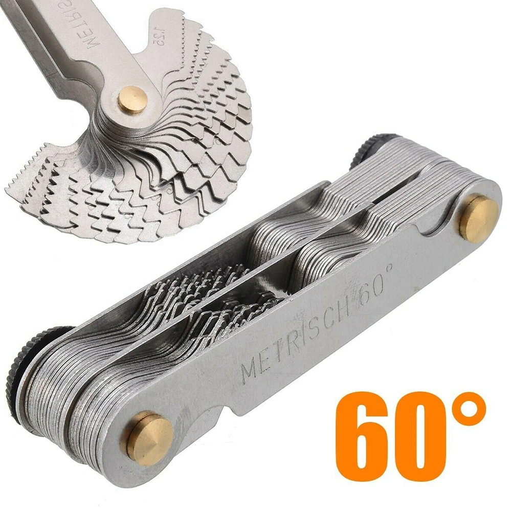 Integrated Thread Gauge Metric and Inch 60 Degree and 55 Degree Measurement 52 Pieces for Accurate Thread Pitch Measurement