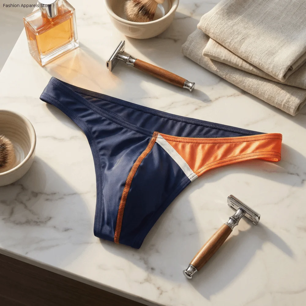 

Creative Patchwork Men's Triangle Panties Thin Underpants Men's Underwear Low Waist Ice Silk Thong Summer