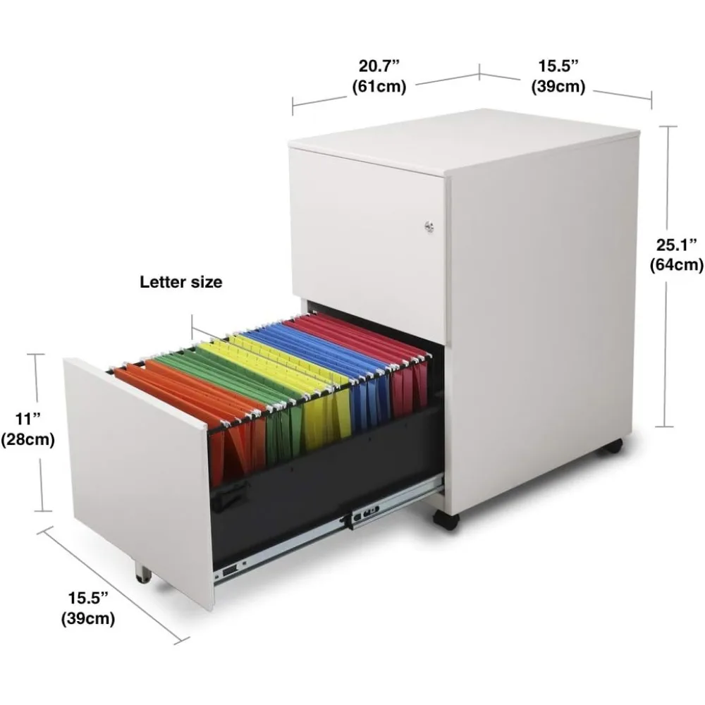 Design 2-Drawer Metal Mobile File Cabinet With Lock Key/Fully Assembled Filing Cabinets Office Furniture