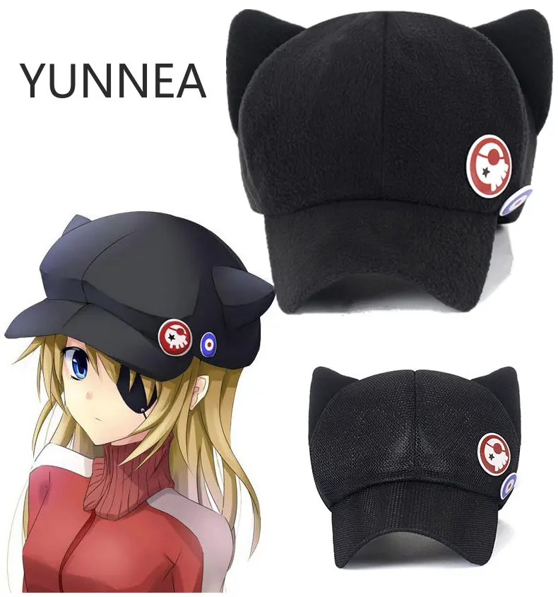 

Anime Asuka Langley Soryu Cosplay Cute Cat Ears Cotton Hat Unsiex Adult Kids Baseball Mesh Cap Badge