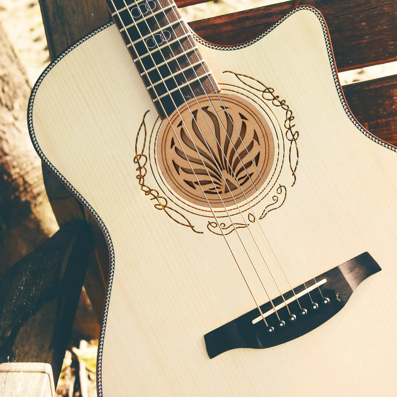 

Premium Wood Acoustic Guitar Sound Hole Cover Effective Prevention Feedback Control Accessory for Live Playing
