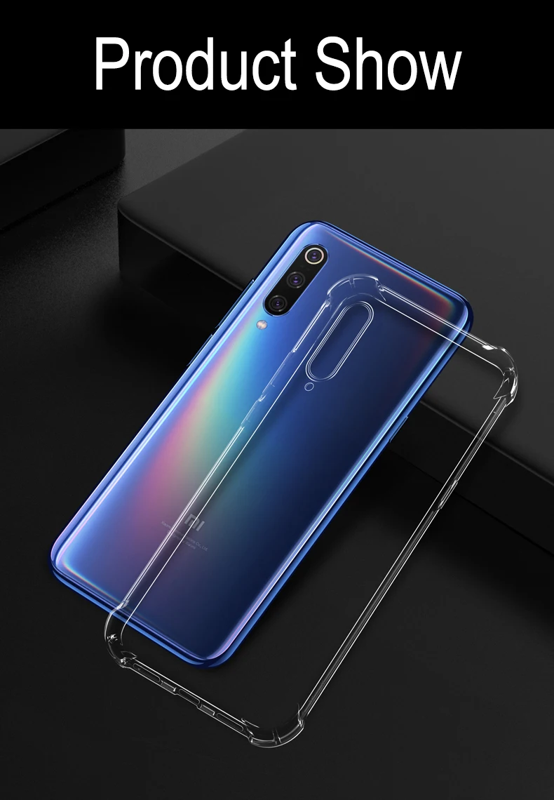 Shockproof Silicone Case For Xiaomi Mi 10 10 Ultra 10T 9 9T 8 Se Pro A1 A2 A3 Lite Clear Soft Cover Airbag Shell Transparent