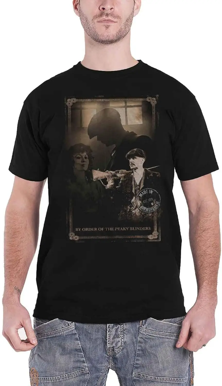 Peaky Blinders T Shirt Shotgun Official Mens Black Size L