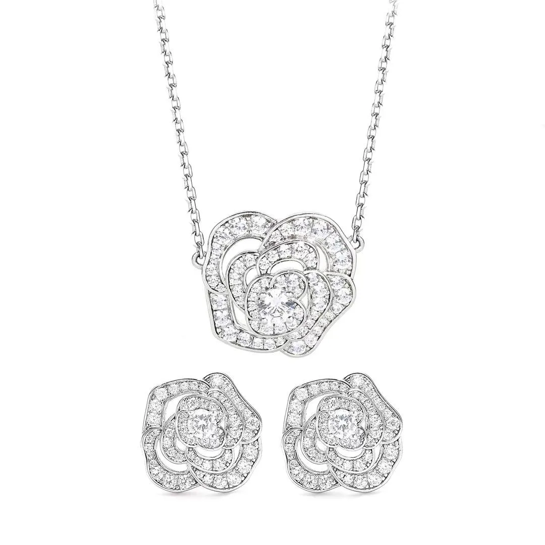 ZOCA New S925 Sterling Silver Mountain Camellia Necklace National Style Clavicle Pendant Versatile Jewelry