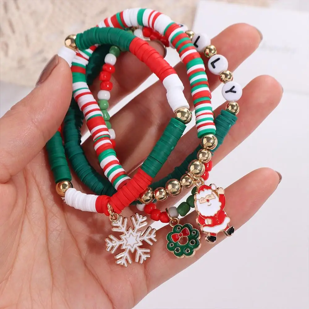 Mistletoe Advent พวงหรีด Xmas สร้อยข้อมือกําไลข้อมือ Santa Claus Merry Christmas สร้อยข้อมือพ่อคริสต์มาส Kriss Kringle