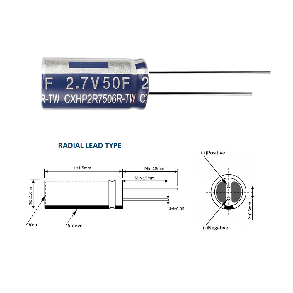 2PCS CDA Capacitors 2.7V 0.22F 0.3F 0.5F 1F 2F 4F 6F 10F 15F 20F 25F 30F 50F 60F 100F 120F Farad capacitor