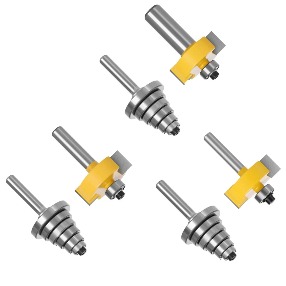 2PCS Rabbet Router Bit Set With 6 Adjustable Bearings 6mm 8mm 12mm Shank Cemented Carbide Milling For Wood For Edge Finishing Tr view 5