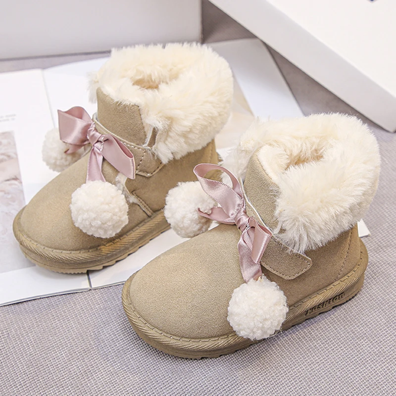 

Korean Style Snow Boots For Children Thick Warm Winter Plush Boots For Boys Girls Faux Fur Winter Cotton Shoes Kid's Warm Boots