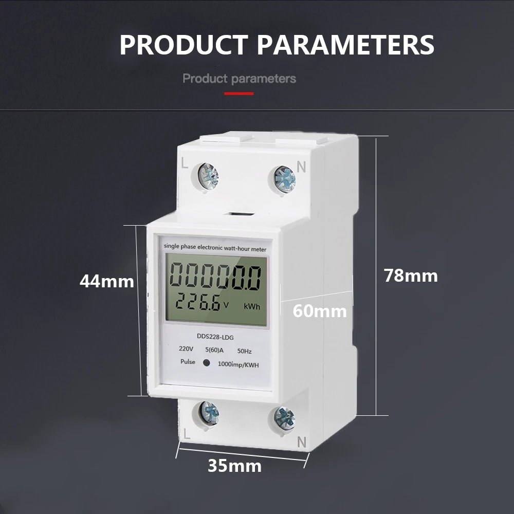 Rail Mounted Electricity Meter Electric Single Phase Energy Meter Electronic Watt-hour Meter Small Size 35mm Din Rail Mounted