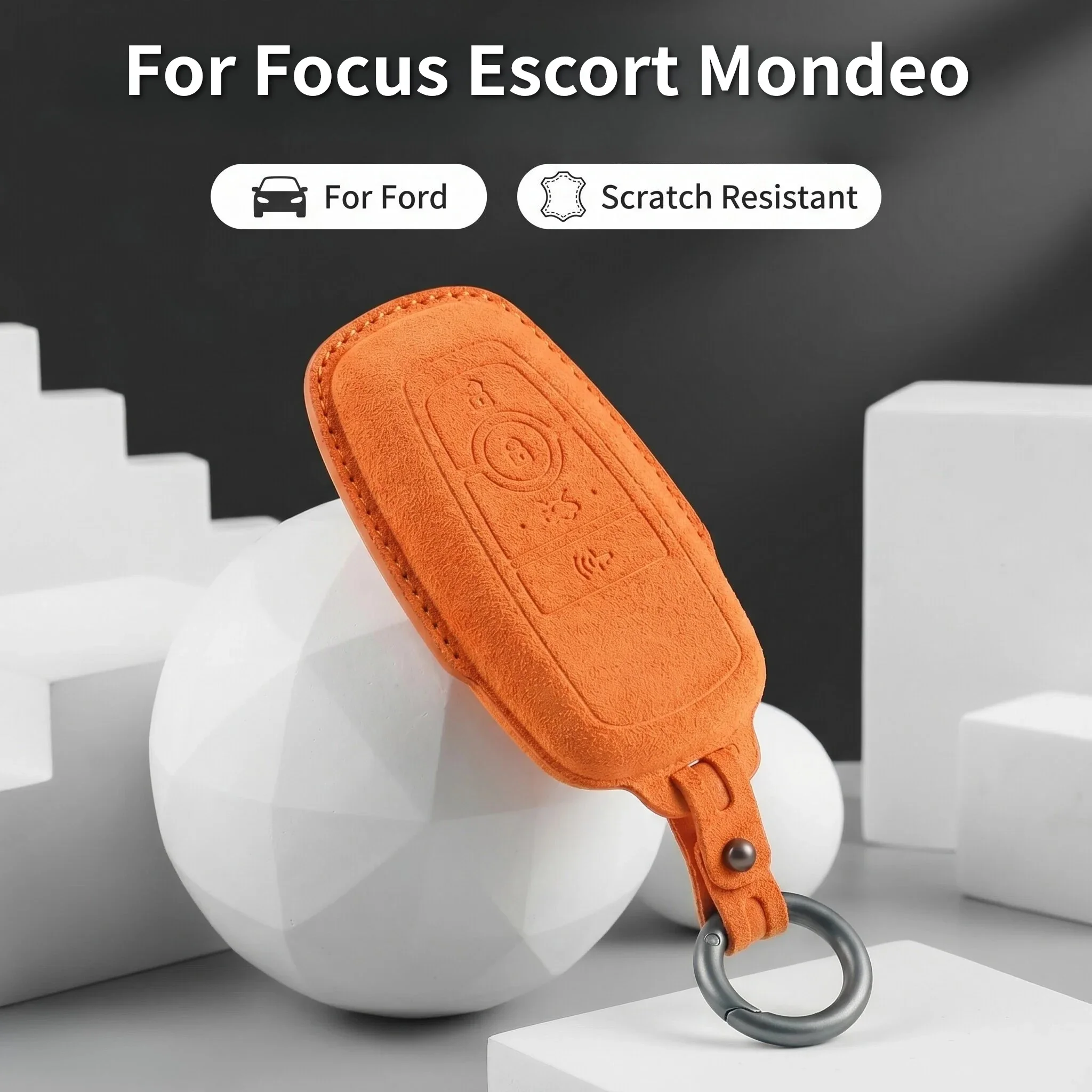 3D Microfiber Suede Car Key Case Cover For Focus Escort Mondeo Styling Key Fob Protector Accessories