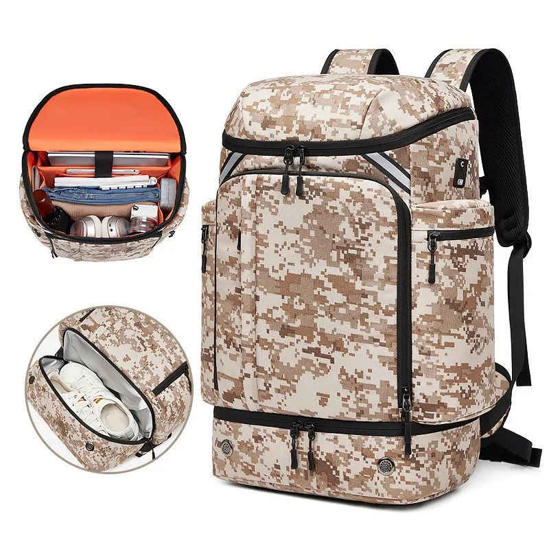 

External USB charging port,men's travel backpack,outdoor hiking sports bag,shoe compartment,mochila viaje,plecak szkolny,mochila