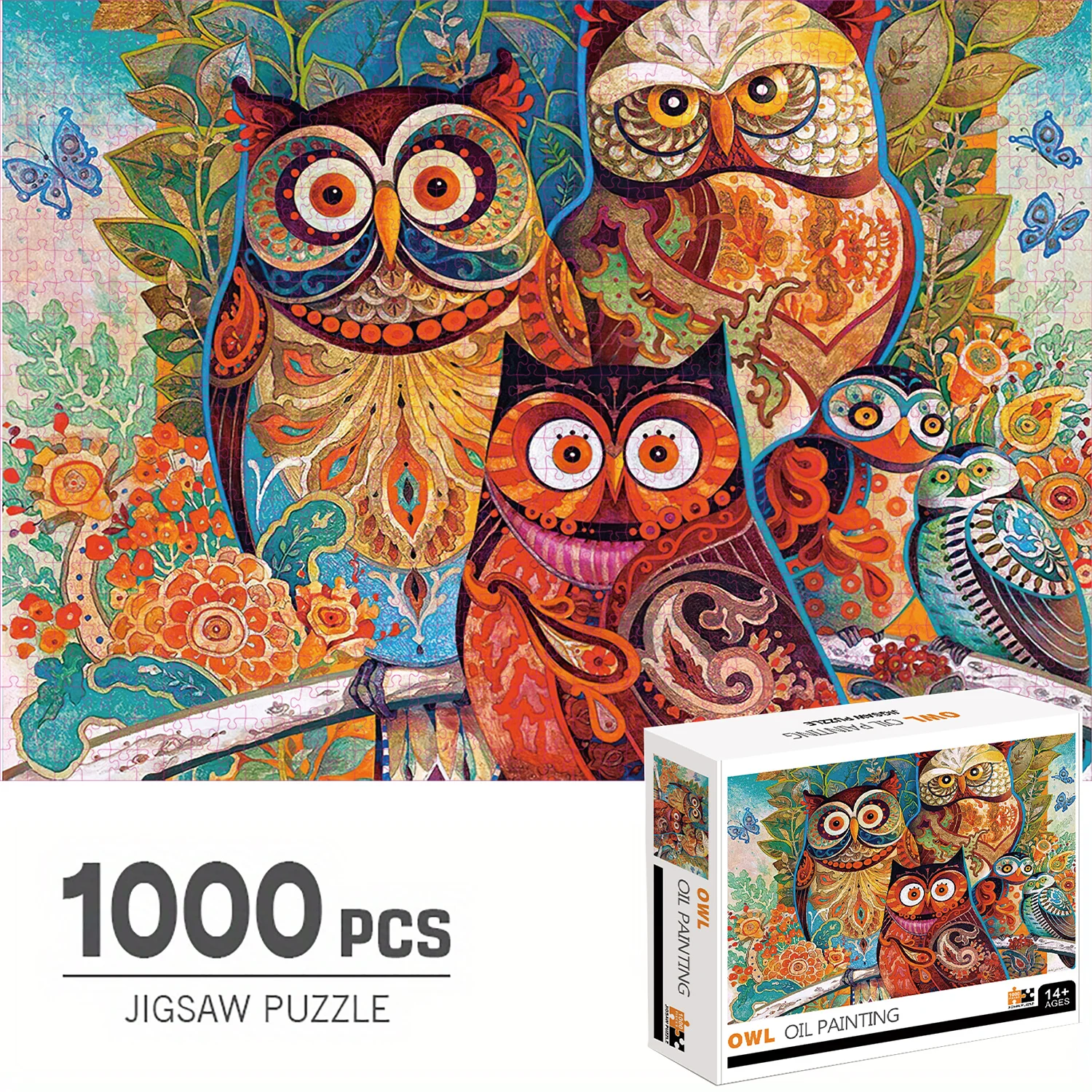 

1000 шт. пазлы, картина маслом совы, 1000 шт., большие игрушки-пазлы для взрослых, подарок, интеллектуальная декомпрессионная забавная семейная игра