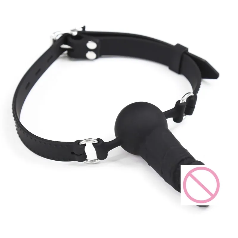 Tapón de boca de pene simulado BDSM, consolador Oral, Bondage, mordaza, juguete sexual para hombres y mujeres, para pareja cinturón de castidad, accesorios de masturbación Anal