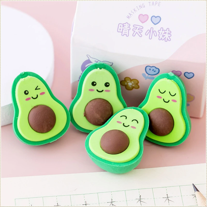 

12 Pcs of Small Fresh and Cute Avocado Rubber Pencils Erasers Student Creative Stationery Gift School Supplies