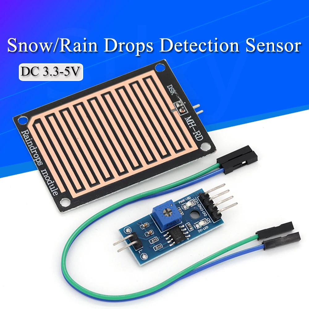 DC 3.3V-5V Snow/Raindrops Detection Sensor Module Dual Double sided Rain Weather Module Humidity For Arduino Robot Car Diy Kit