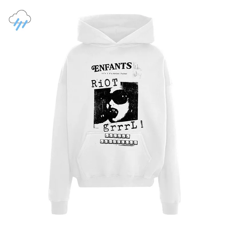 Top Quality Cotton White Graphics Logo Print ERD Pullovers Hooded Streetwear Loose Enfants Riches Deprimes Hoodie For Men Women