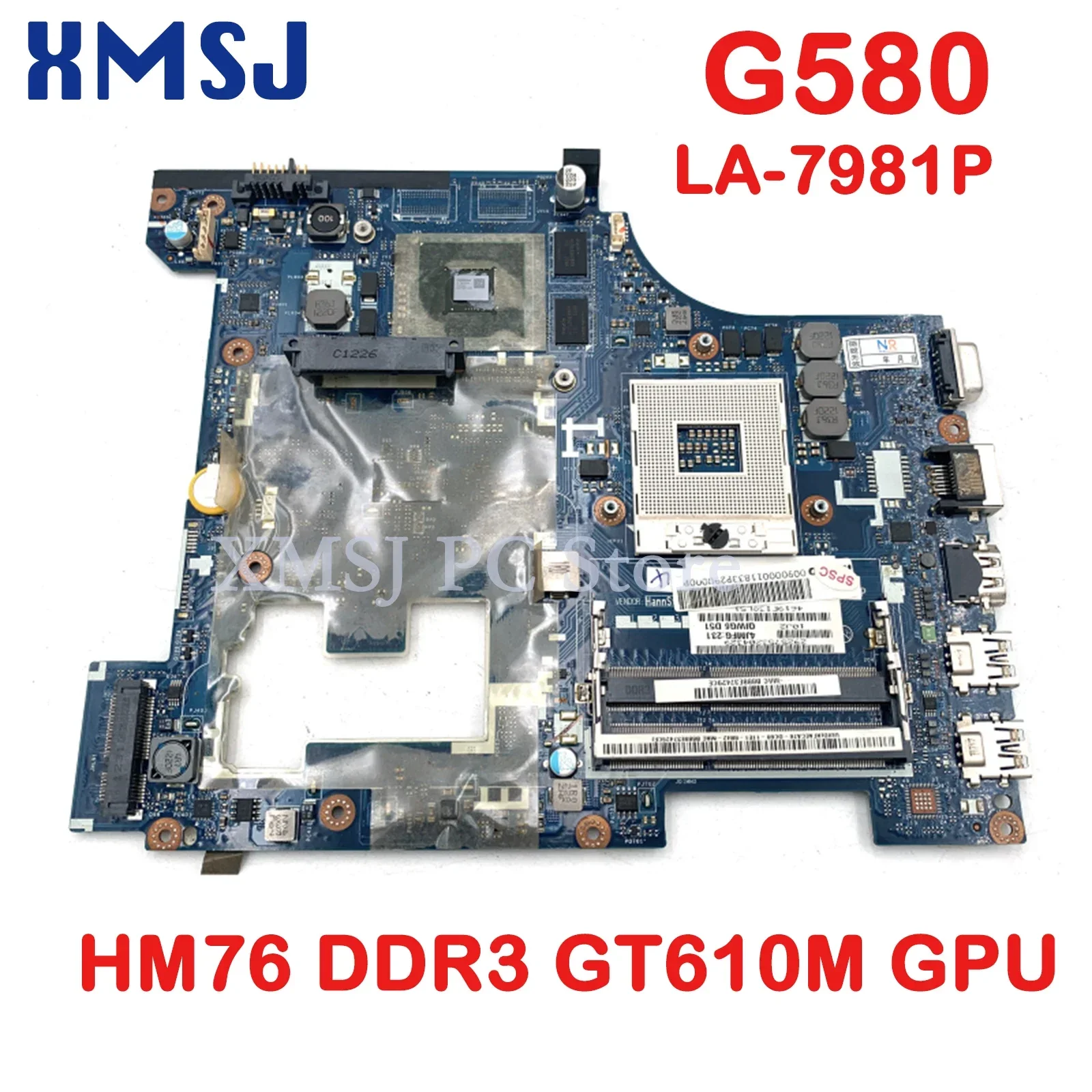 XMSJ For Lenovo G580 Laptop Motherboard QIWG5_G6_G9 LA-7981P HM76 DDR3 GT610M GPU MAIN BOARD Full Test