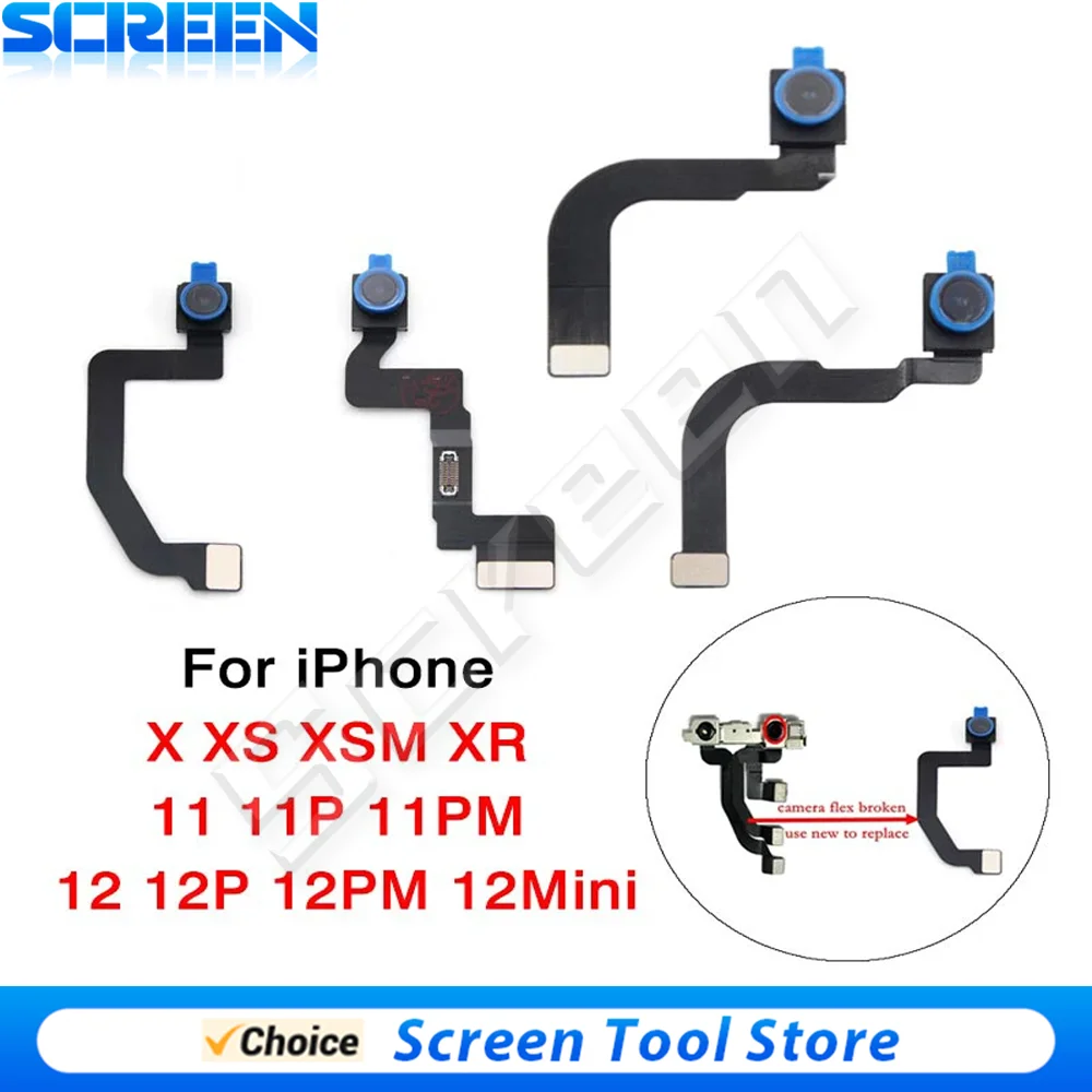 Single Front Camera Flex Replacement For iPhone X XS MAX XR 12 13 14 plus Pro Max Mini Front Small Camera Cable Patrs