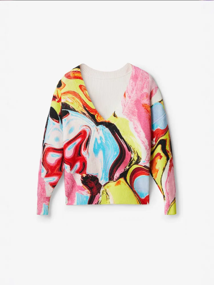 Foreign trade original single Spanish printed crewneck loose casual sweater sweater
