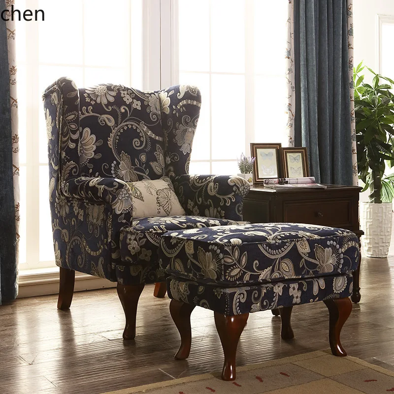 ZML Fabric Single Sofa for Living Room, Bedroom, Study, High Backrest, Vintage Jacquard Velvet Fabric