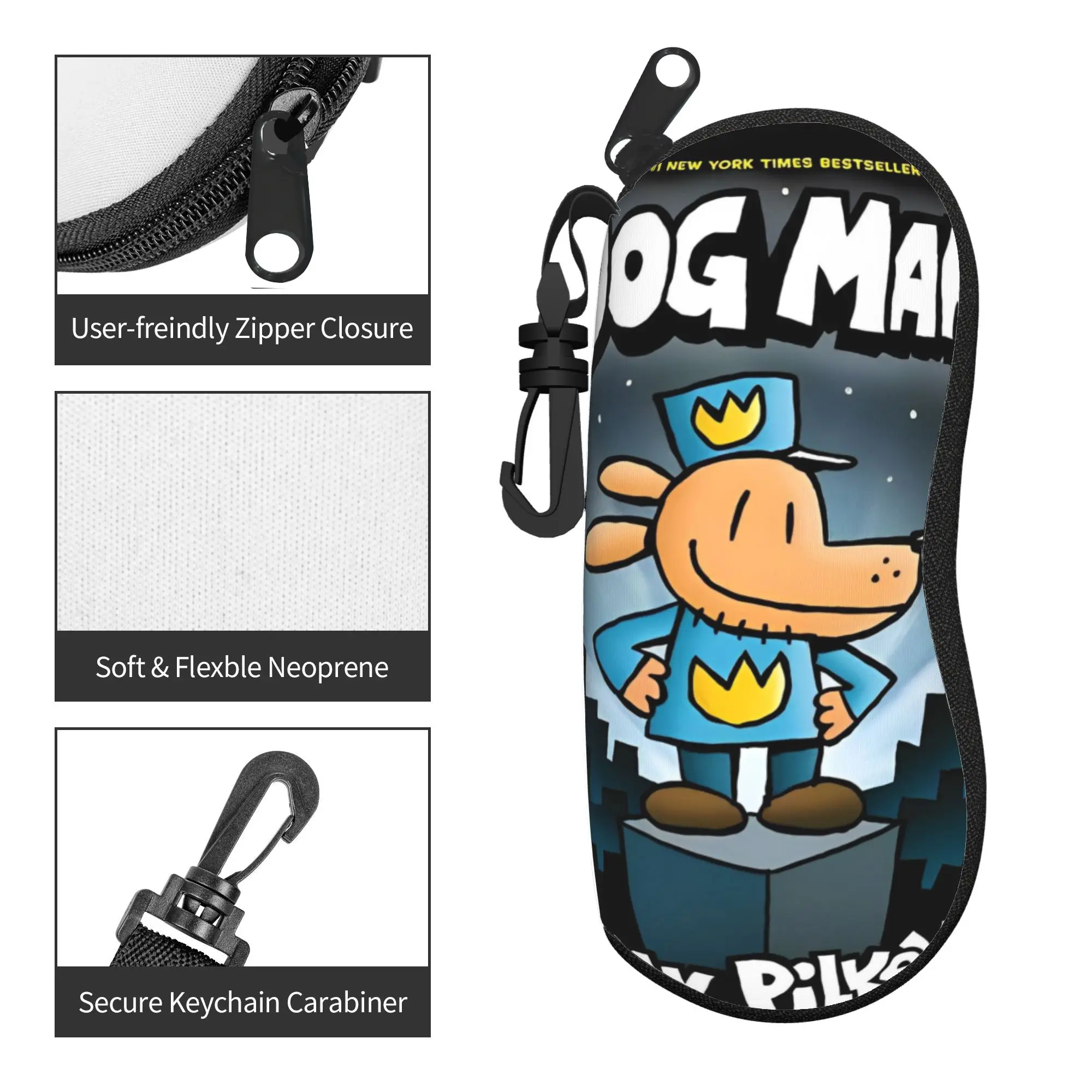 Dogman Collage Cool Manga Comic Dog Estojo para Óculos Bolsa Portátil para Óculos de Sol Unissex Protetor de Óculos Conveniente Bolsa para Óculos