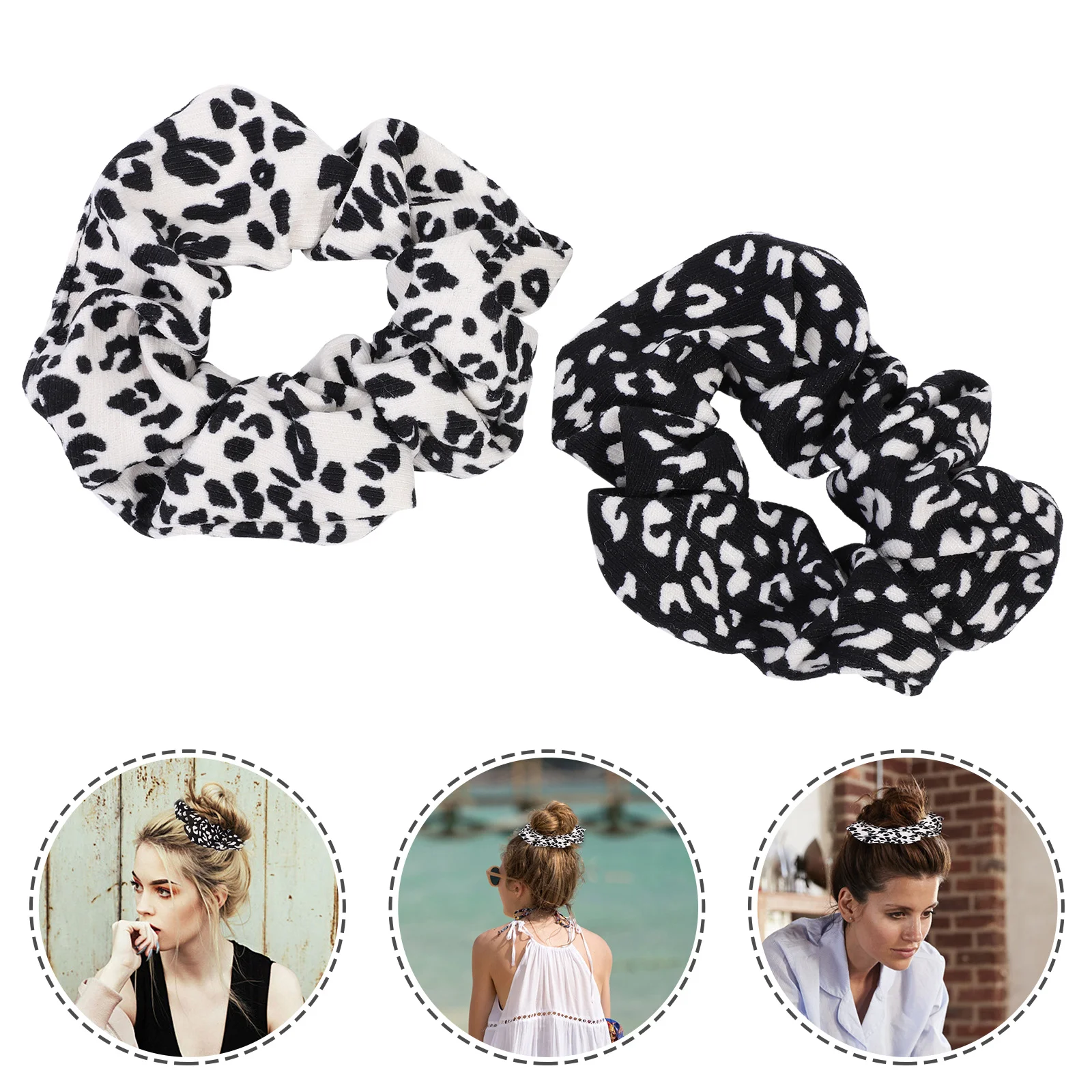 

Leopard-print -dot Scrunchie Elastic Headwear Flannel Scrunchies Hair Rings Women Headdress Tie Fashion Rope Ribbons