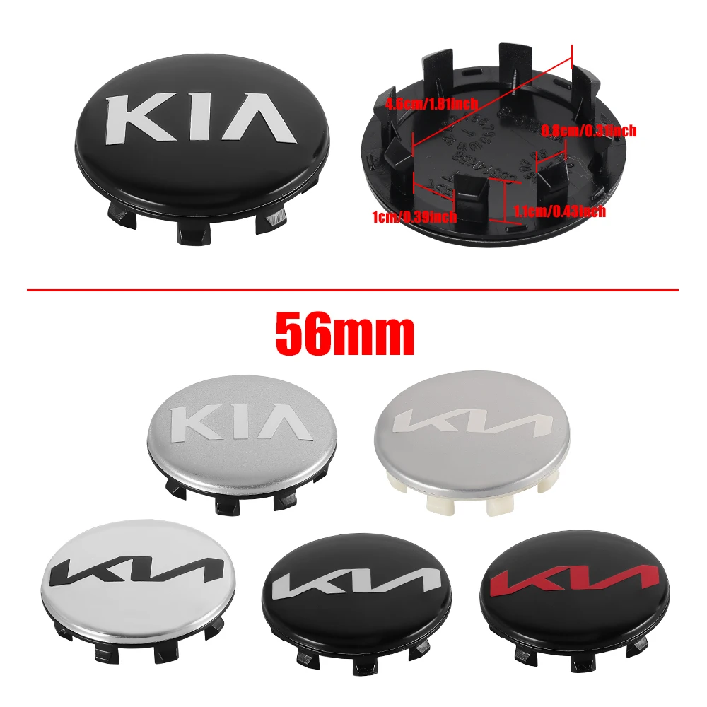 4pc 56mm Car Wheel Center Hub Cap Badge Emblem Sticker For Kia Rio Sportage Cerato Soul Sorento Picanto Ceed Optima Cadenza Niro