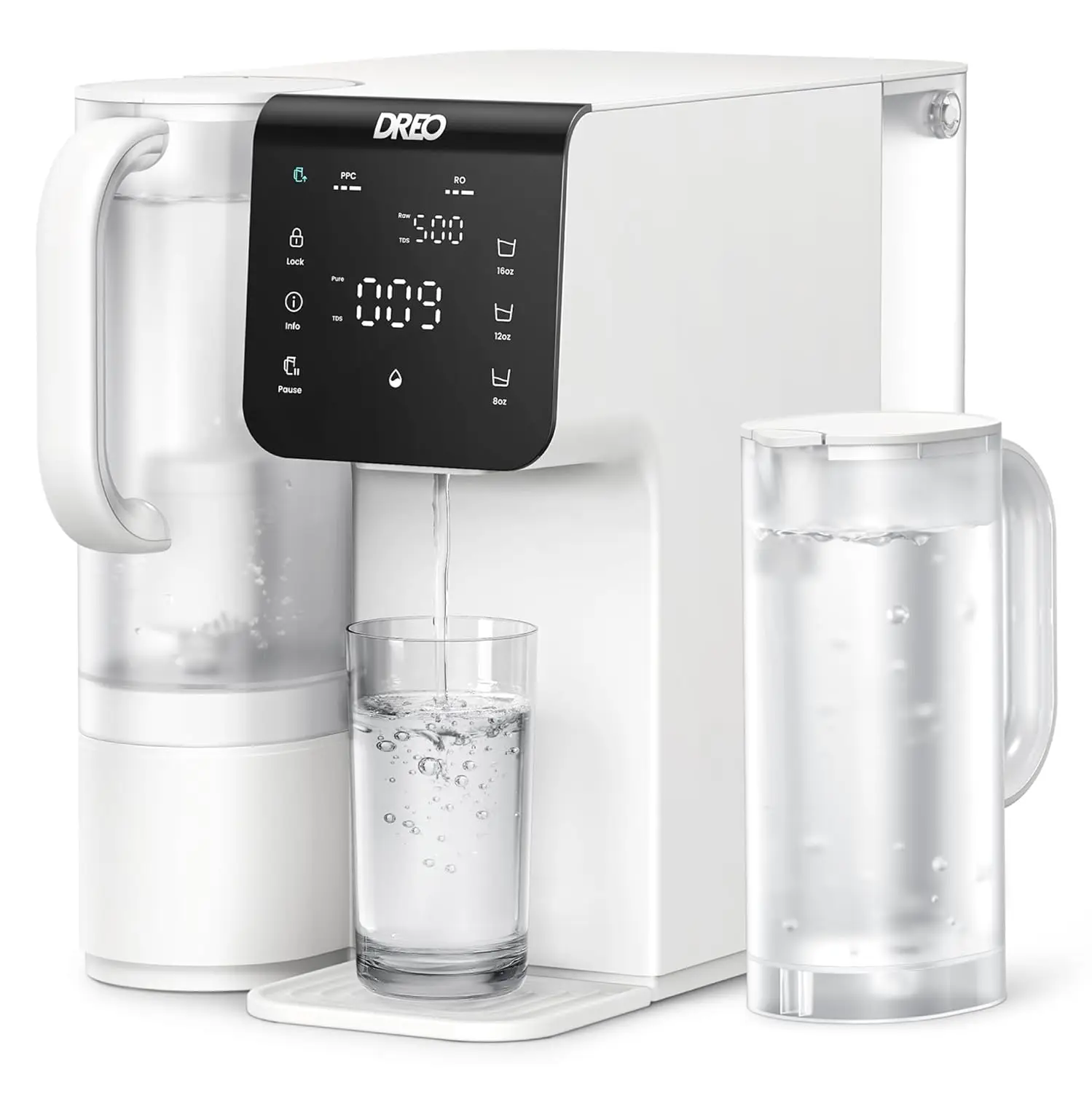 Reverse Osmosis Water Filtration System, 3:1 Pure to Drain, Reduce Purifier Countertop with Large LED Display