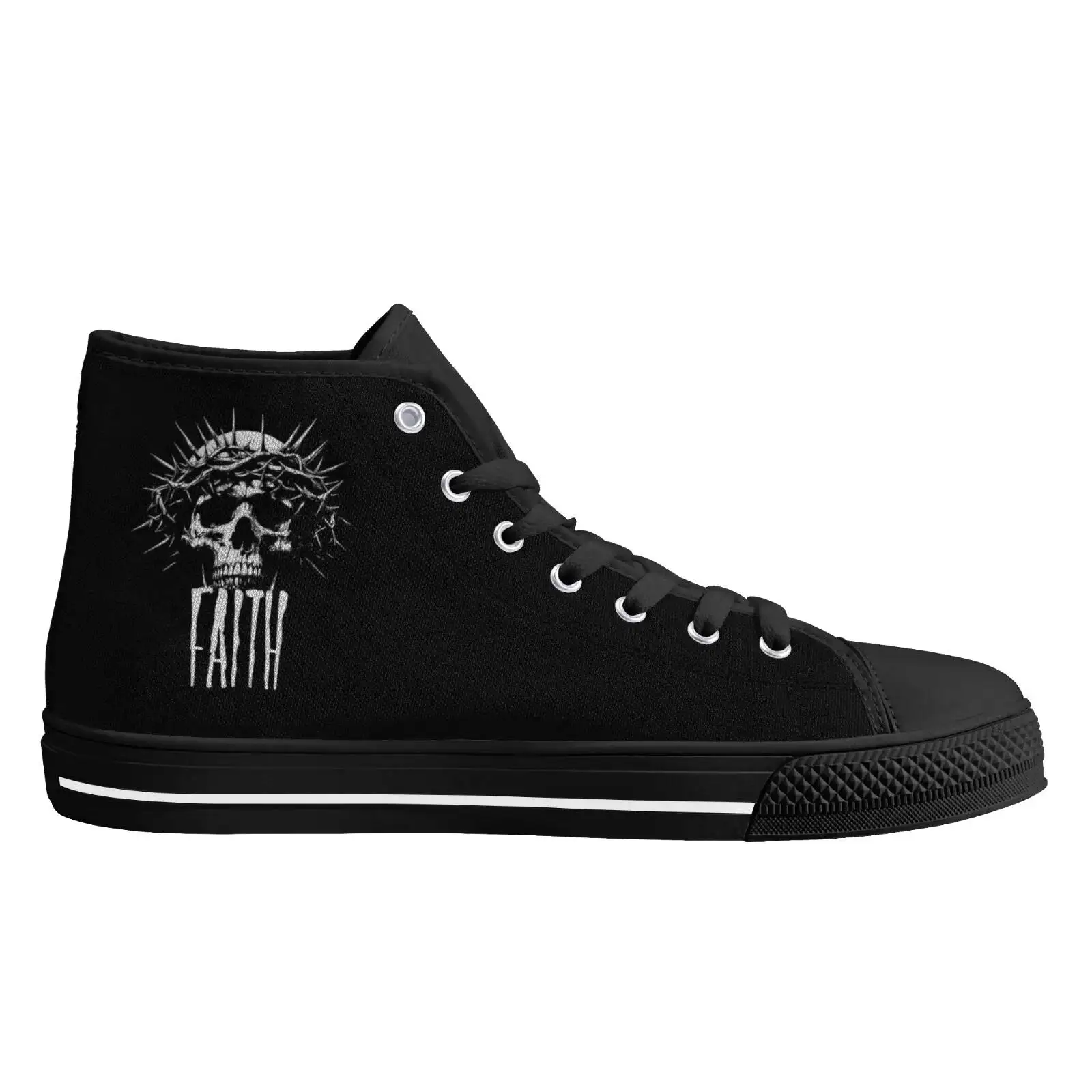 Skull Graphic Men's Classic Top Canvas Women Vulcanized Shoes Teenage Flats Walking Sneakers High Quality Footwears