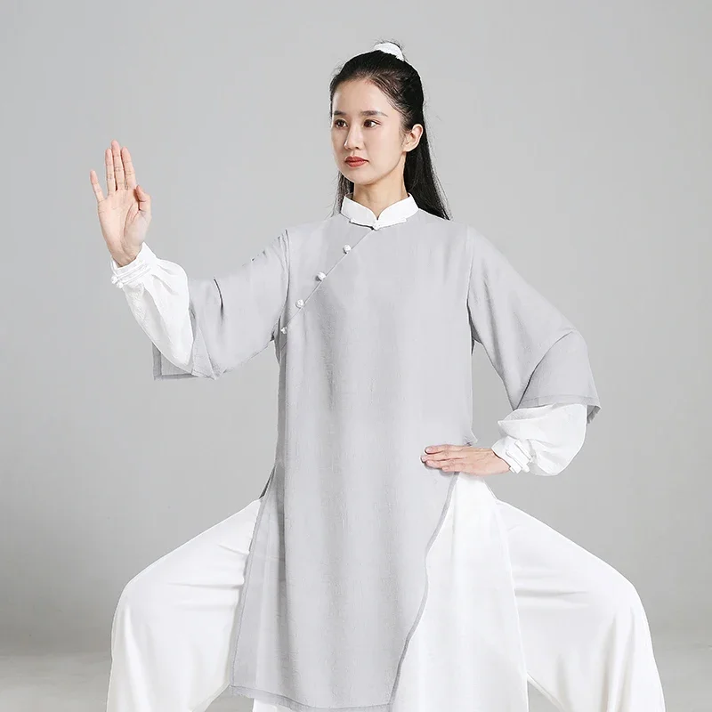 Tai Chi Clothes Women Wushu Clothes Kung Fu Competition Clothes Martial Art Uniform Wrinkle Free 2022 Light Gray