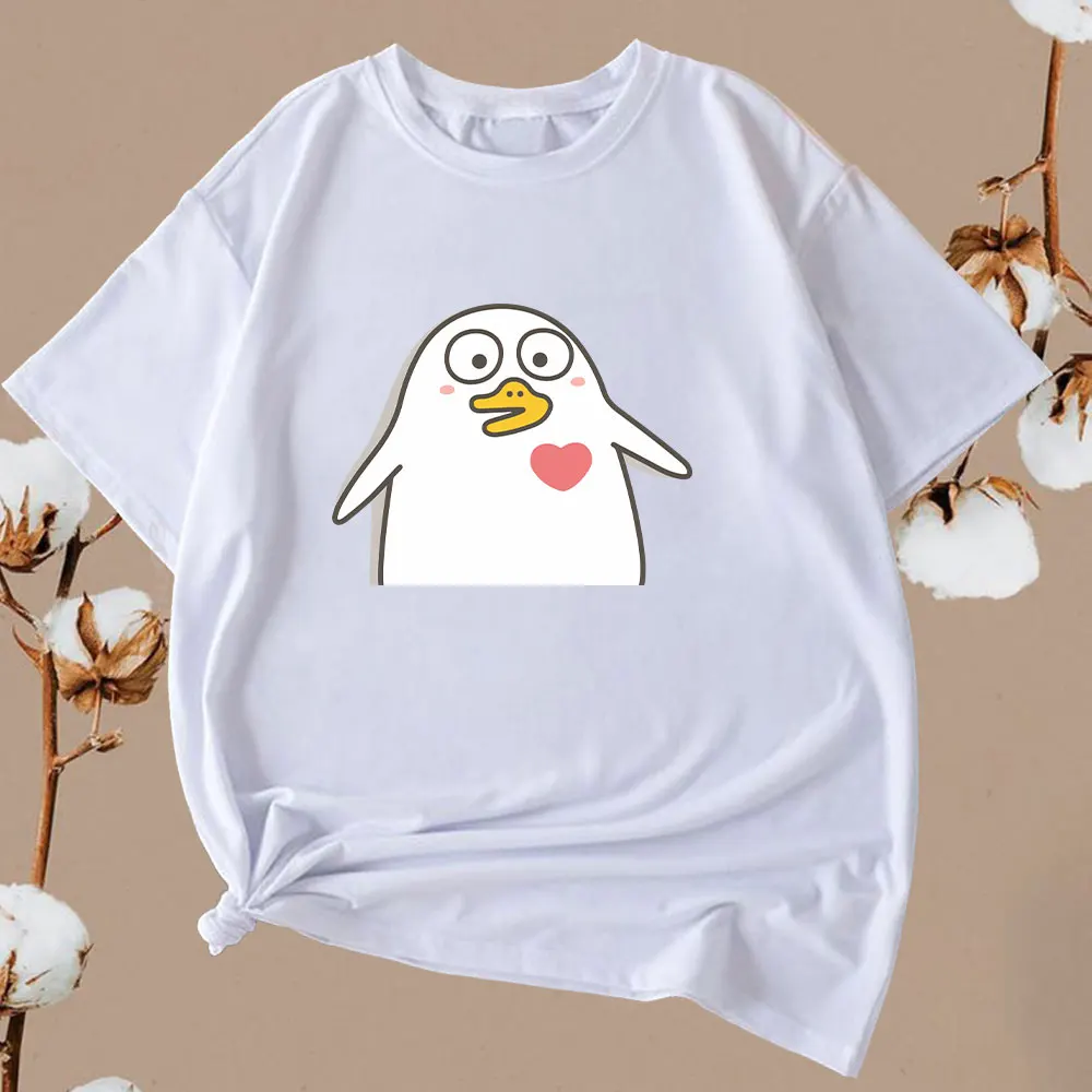 Kawaii Duckyo Friende Women T Shirt 2024 Valentines Day Boyfriend Girlfriend Gift Cotton Printed T-shirt Couple Short-sleev