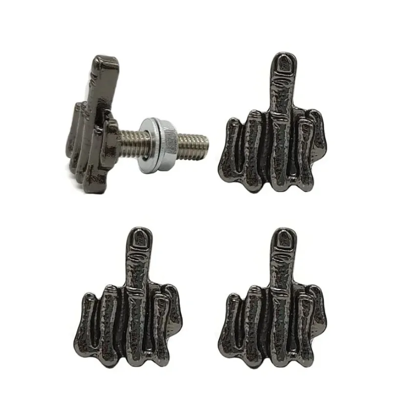 

4Pcs 3D Funny License Plate Bolts Stainless Steel License Plate Screw Prank Middle Finger License Plate Screw Exterior Accessory