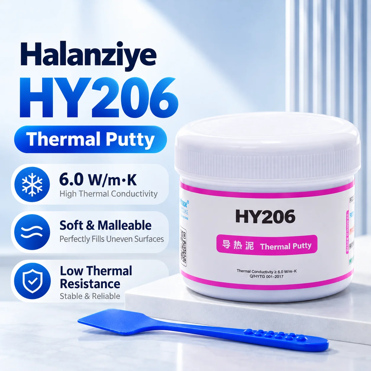 Original Halnziye HY206 HY236 Thermal Putty 100g 6.0W/mK GPU VRAM Thermal Paste Gap Filler for Graphics Card Laptops RAM Cooling